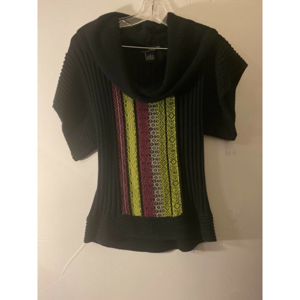 Willi Smith Women's Knit Turtleneck Sweater S/S 6S Blk Cotton